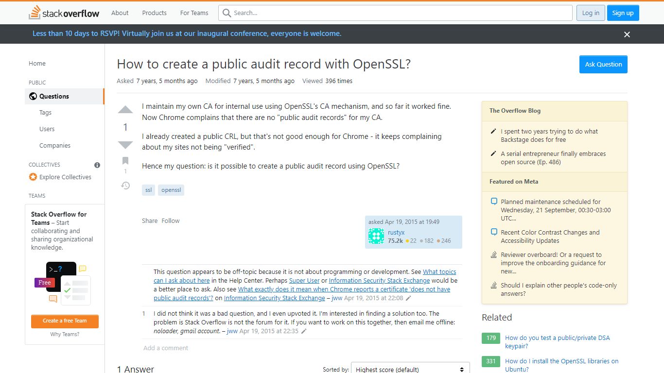 How to create a public audit record with OpenSSL?